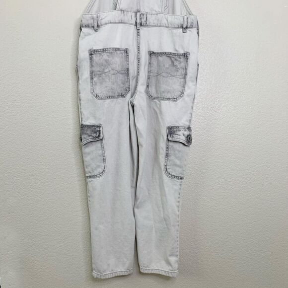 Zara Basic Bleach Distressed Cargo Style Jeans Overalls - Picture 12 of 15
